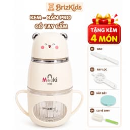 Máy Xay Ăn Dặm Cho Bé, Máy Xay Mooki, Bản Pro 8 Lưỡi Hình Mèo Màu Kem - BrizKids 1