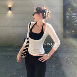 [ MỞ BÁN ] Áo Nữ Dài Tay Ôm Body Phối Màu Cổ Yếm Co Giãn Thời Trang BYJANE - 707 6