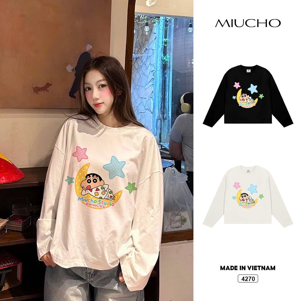 (TD6807) Áo thun tay dài nam nữ unisex Basic form rộng, vải cotton 250GSM, chính hãng MIA local band