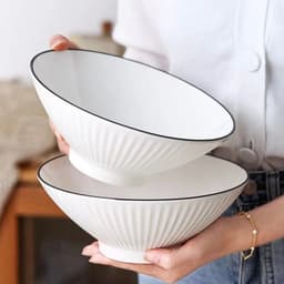 Bát/ Tô Sứ Loe Trắng Viền Đen Size 8 (20cm) 1
