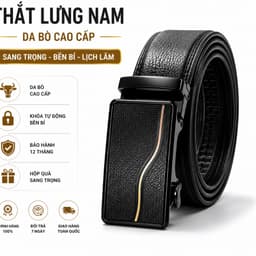Thắt Lưng Da Nam Khóa Tự Động BADBIRD - Da BÒ Cao Cấp, Đen, Dài 120cm 2