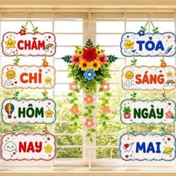 Khẩu hiệu trang trí lớp - Chăm chỉ hôm nay Tỏa sáng ngày mai , decal bóc dán bền đẹp 3