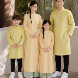 (Ảnh thật) Áo Dài Gia Đình suông tay dài chất liệu cao cấp - họa tiêt nhẹ nhàng sang trọng - áo dài Tết 2026 3