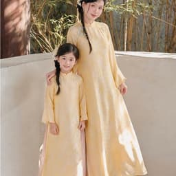 Áo dài mẹ bé vải tằm nhũ cao cấp - chất liệu mềm mại - mặc lễ tết trung thu siêu xinh - mẫu mới nhất 2026 2