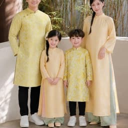 (Ảnh thật) Áo Dài Gia Đình suông tay dài chất liệu cao cấp - họa tiêt nhẹ nhàng sang trọng - áo dài Tết 2026 1