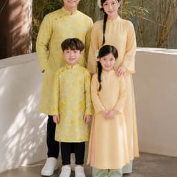 (Ảnh thật) Áo Dài Gia Đình suông tay dài chất liệu cao cấp - họa tiêt nhẹ nhàng sang trọng - áo dài Tết 2026 2