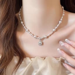 Dây Chuyền Ngoc Trai Nữ Charm Đá Sáng Sang Trọng – Vòng Cổ Ngoc Trai Nhân Tạo Thanh Lịch Dự Tiệc Cô Dâu 2