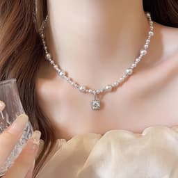 Dây Chuyền Ngoc Trai Nữ Charm Đá Sáng Sang Trọng – Vòng Cổ Ngoc Trai Nhân Tạo Thanh Lịch Dự Tiệc Cô Dâu 3