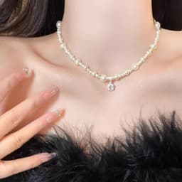 Dây Chuyền Ngoc Trai Nữ Charm Đá Sáng Sang Trọng – Vòng Cổ Ngoc Trai Nhân Tạo Thanh Lịch Dự Tiệc Cô Dâu 4