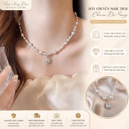 Dây Chuyền Ngoc Trai Nữ Charm Đá Sáng Sang Trọng – Vòng Cổ Ngoc Trai Nhân Tạo Thanh Lịch Dự Tiệc Cô Dâu 1