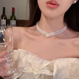Dây Chuyền Ngoc Trai 2 Tầng Mặt Ngoc Trai Viền Đá Sang Trọng – Vòng Cổ Nữ Tiểu Thư Cô Dâu Dự Tiệc 2