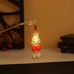 Trâm Cài Tóc Hoa Sen Đỏ Phong Cách Cổ Trang Trung Hoa – Trâm Tóc Tua Rua Đỏ Phụ Kiện Áo Dài, Chụp Ảnh 8
