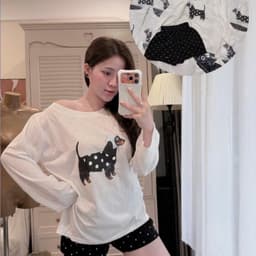 Set Đồ Mặc Nhà Nữ Hình Cún – AN TÂY – Áo Dài Form Rộng, Mặc Thoải Mái #HQ5 - Họa Tiết Chấm Bi 6