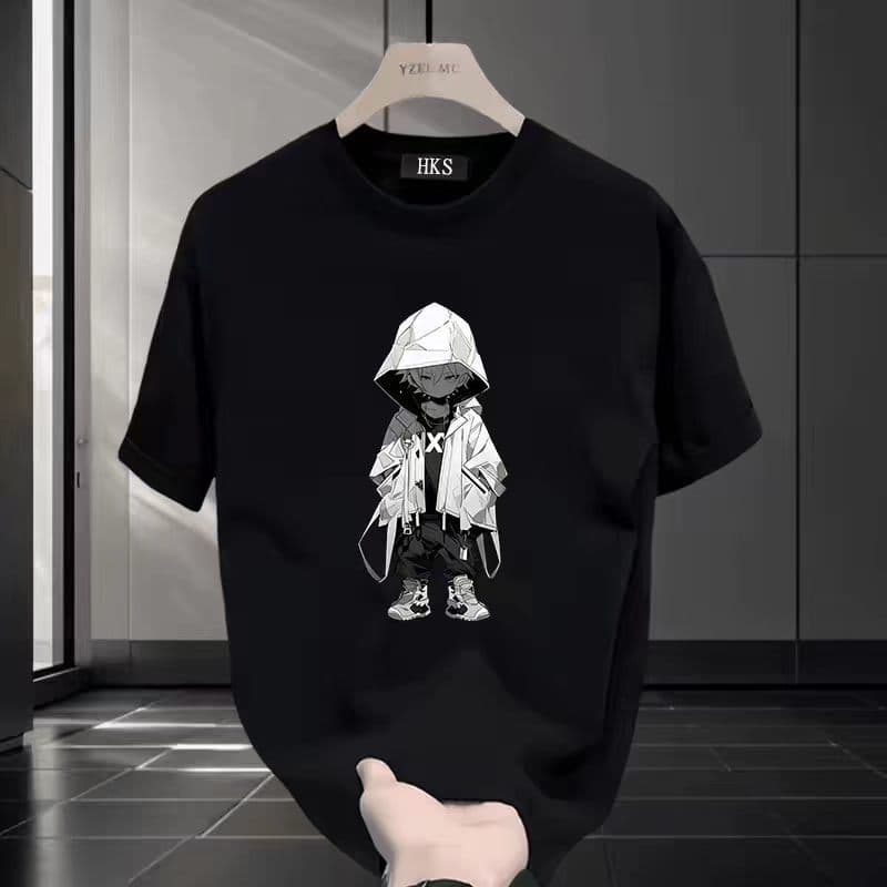 Áo thun unisex 100% cotton, in họa tiết nhân vật truyện tranh Nhật, dáng rộng thoải mái mùa hè