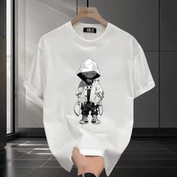 Áo thun unisex 100% cotton, in họa tiết nhân vật truyện tranh Nhật, dáng rộng thoải mái mùa hè 3