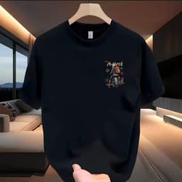Áo thun nam 100% cotton mùa hè, in họa tiết xe máy sáng tạo, dáng rộng ins đơn giản 2