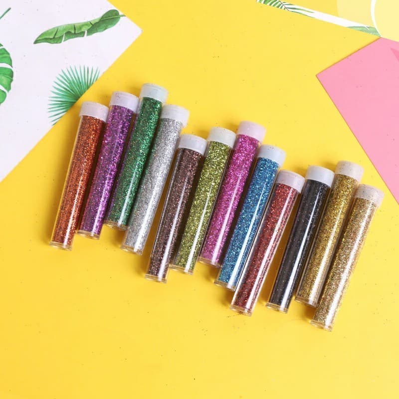 ✨ SET 12 LỌ BỘT NHŨ KIM TUYẾN NHIỀU MÀU – NHŨ TRANG TRÍ HOA, NAIL, HANDMADE, DIY