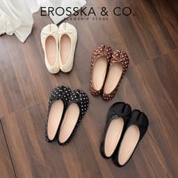 [EROSSKA] - Giày Tabi, giày búp bê nữ da mềm mũi chẻ, giày móng heo đế bệt phong cách balletcore màu đen - EL149 6