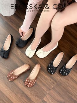 [EROSSKA] - Giày Tabi, giày búp bê nữ da mềm mũi chẻ, giày móng heo đế bệt phong cách balletcore màu đen - EL149 16