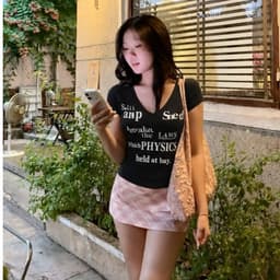 [Có Bigsize 45-85kg] Áo Thun Nữ Cổ Tim In Chữ Tay Ngắn Ôm Body Thun Tăm Cotton Mềm Mịn LIMO MS550 2