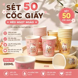 Set 50 Cốc Giấy Chịu Nhiệt Dùng 1 Lần, Dung Tích 220ml, Cốc Dùng 1 Lần Cao Cấp An Toàn Cho Sức Khoẻ 4