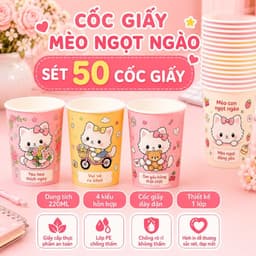 Set 50 Cốc Giấy Chịu Nhiệt Dùng 1 Lần, Dung Tích 220ml, Cốc Dùng 1 Lần Cao Cấp An Toàn Cho Sức Khoẻ 5