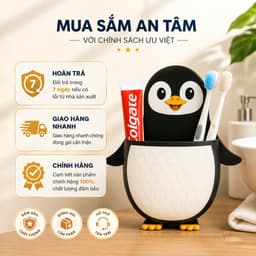 Hộp đựng bàn chải đánh răng, Khay dán tường nhựa hình chim cánh cụt đa năng, kèm miếng dán 2