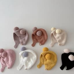 Nón/Mũ len tai gấu Teddy Bear PomPom đáng yêu cho bé, phù hợp mùa thu đông phong cách Hàn Quốc 3