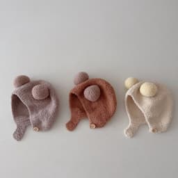 Nón/Mũ len tai gấu Teddy Bear PomPom đáng yêu cho bé, phù hợp mùa thu đông phong cách Hàn Quốc 5