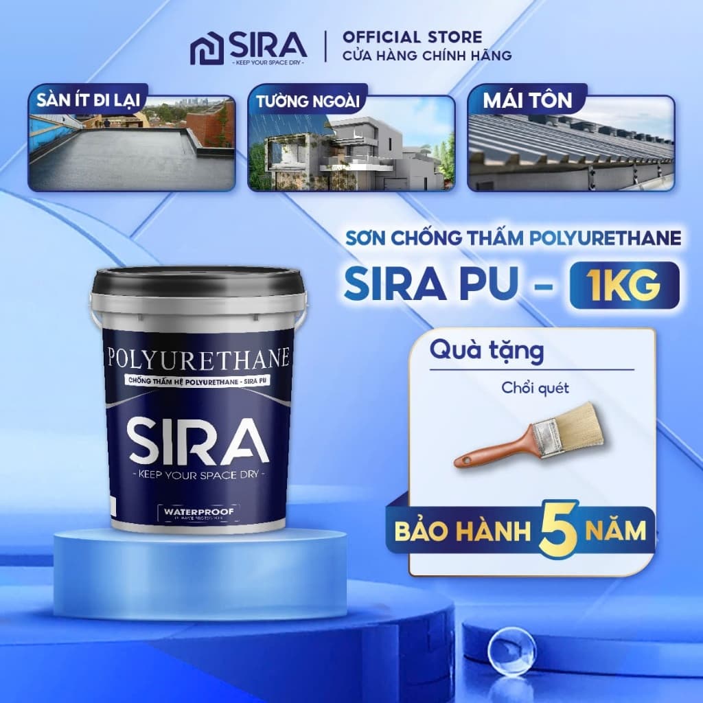 [1KG] Sơn Chống Thấm Vết Nứt Tường Đứng, Tường Cũ, Sàn Âm, Tường Mới, Sân Thượng Ít Đi Lại SIRA P900