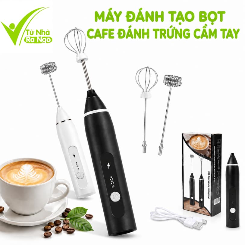 Máy Tạo Bọt Sữa Đa Năng Cầm Tay Hai Đầu Đánh GD205 - Máy Đánh Tạo Bọt Cà Phê Đầu Tạo Bọt Sữa Inox