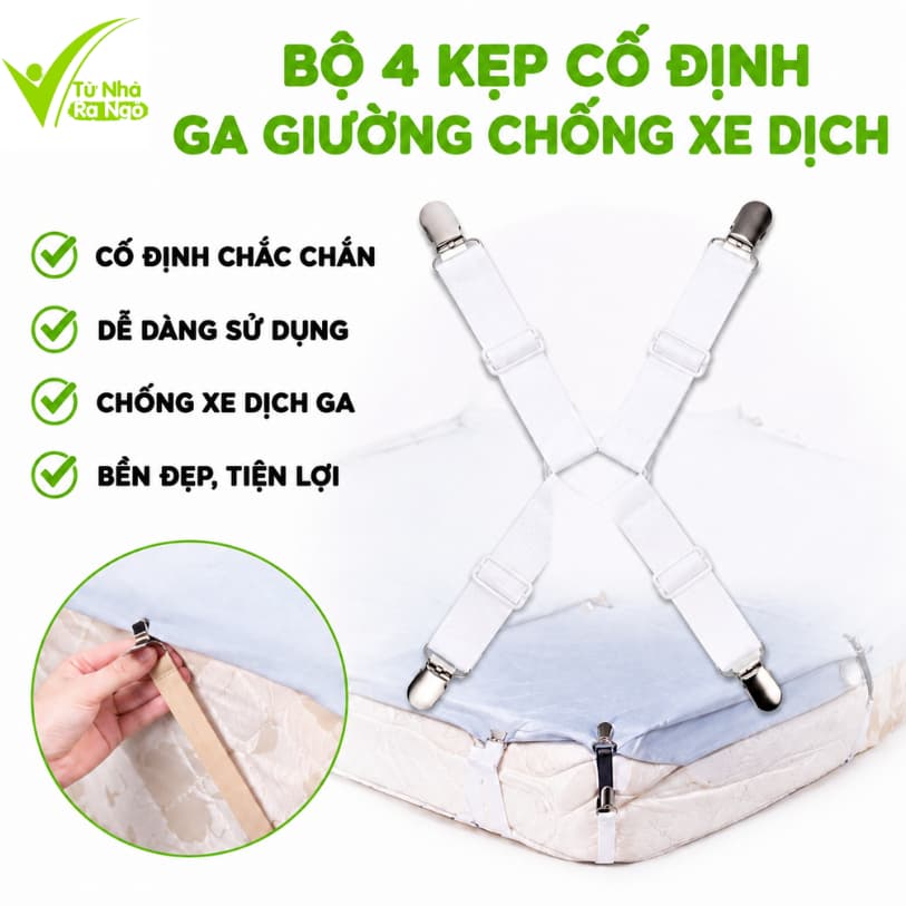 Bộ 4 Kẹp Ga Giường Sofa Chống Xê Dịch GD217 - Kẹp Cố Định Ga Giường 6 Chấu Cao Cấp Bảo Vệ Cho Đệm