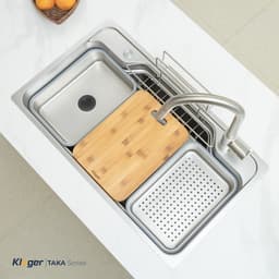 Chậu Rửa Bát Kluger KF8248FS Plus 1 Hố Inox 304 82x48cm Bề Mặt LINEN Chống Xước Full Phụ Kiện Chính Hãng 5