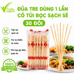 Đũa Tre Dùng 1 Lần Đám Cỗ, Lễ Hội Có Túi Bọc Sạch Sẽ GD235 - Túi 30 Đôi Đũa Tre Dùng 1 Lần Đám Cưới 1