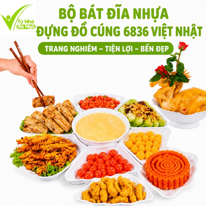 Bộ Bát Nhựa Hoa Mặt Trời Đựng Đồ Cúng Lễ Tết GD244 - Bộ Mặt Trời Đựng Thức Ăn Nhựa Việt Nhật 6811
