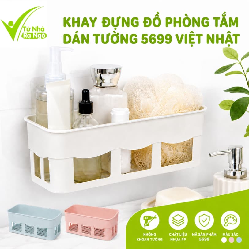 Kệ Đựng Đồ Phòng Tắm Dán Tường Nhựa PP Cao Cấp Không Cần Khoan Tường Chống Thấm Nước GD250