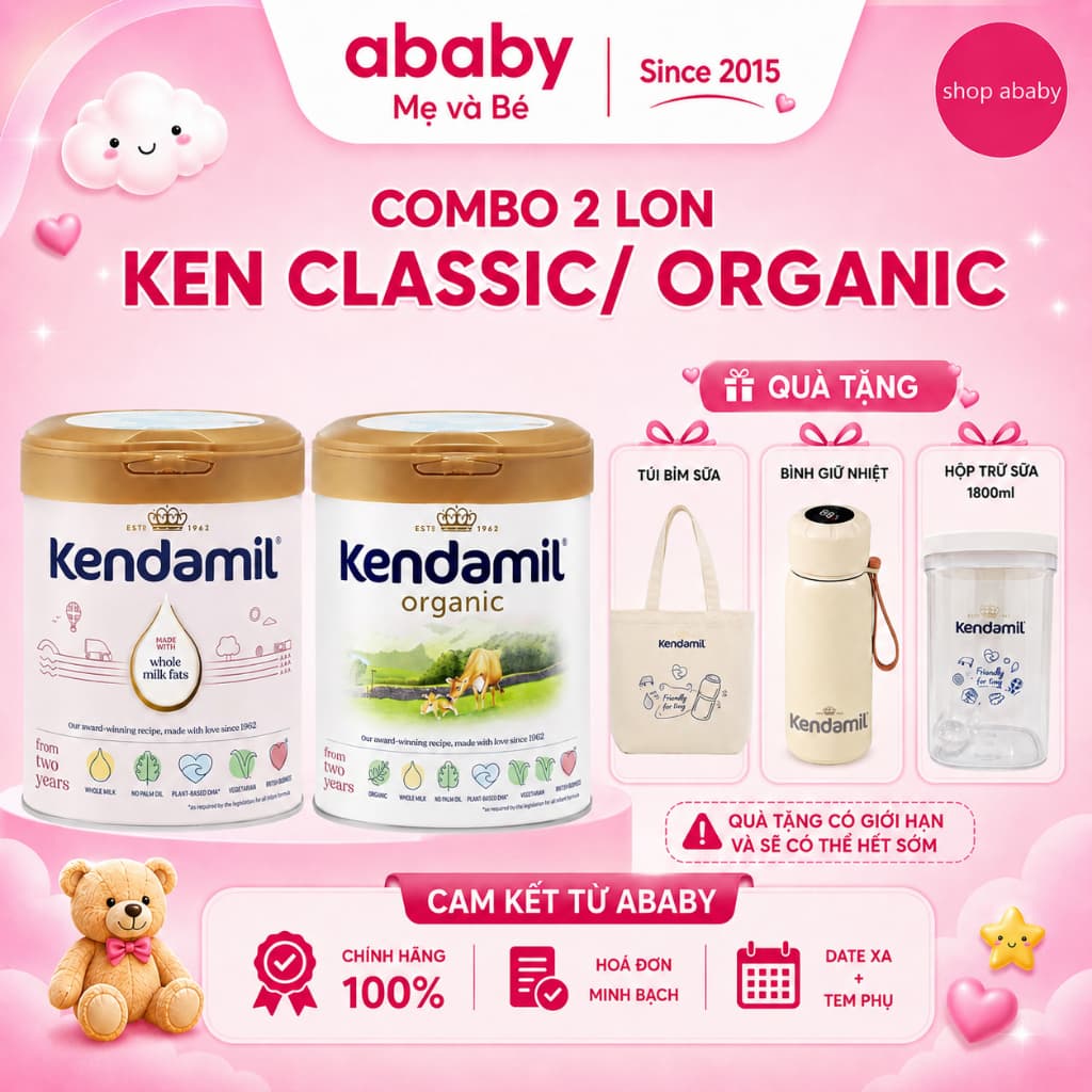 [DATE XA SAU 2/2027] Combo 2 Lon Sữa Kendamil Organic/Classic 800g Nguyên Kem