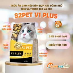 [TÚI 5KG] Hạt Cho Mèo S2PET V1 Đạm 32% Mix Thịt Đông Khô Kích Thích Thèm Ăn Phù Hợp Mọi Lứa Tuổi, Clever Fish Store 1