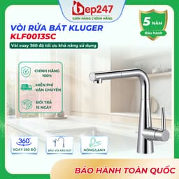 Vòi Rửa Bát Kluger KLF0013SC Dây Rút Nóng Lạnh Xoay 360° 2 Chế Độ Chrome Chính Hãng 1