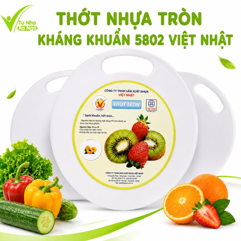 Thớt Tròn 5802 Việt Nhật Bằng Nhựa PP Nguyên Sinh Cao Cấp Không BPA Dày Chắc Bền Bỉ GD255