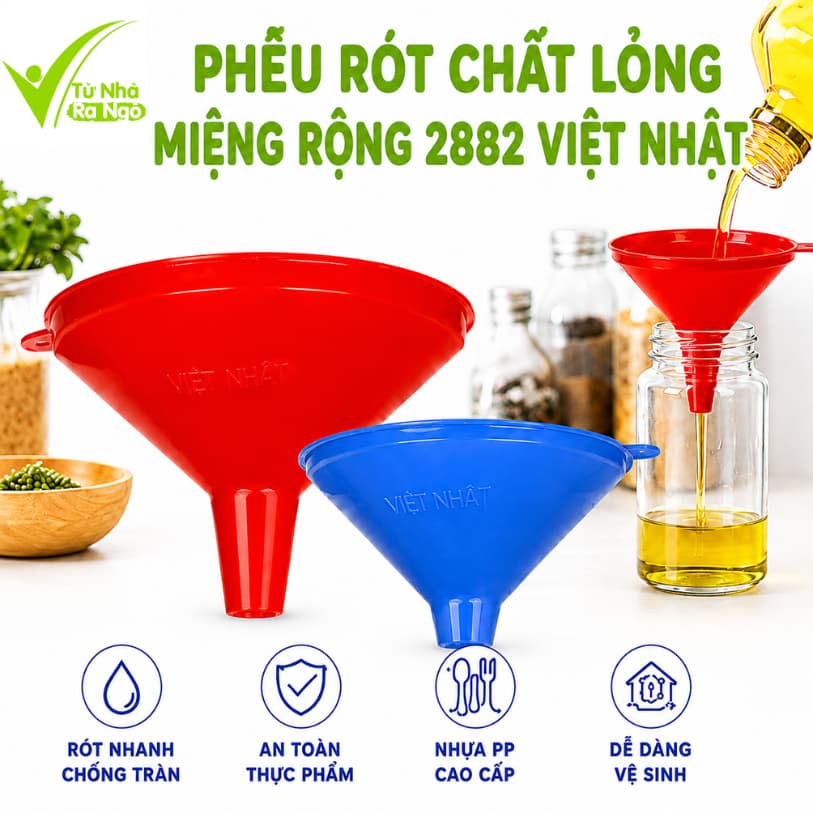 Phễu Nhựa Đa Năng PP Cao Cấp Rót Chất Lỏng Chống Tràn Thiết Kế Miệng Rộng Chiết Rót Dầu Ăn GD275