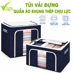 Hộp Vải Đựng Quần Áo Có Khóa Khung Thép Bền Đẹp GD290 - Túi Vải Đựng Quần Áo, Chăn Màn Khung Thép 1