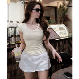 [Có Bigsize 45-85kg] Áo Thun Cổ Tròn Dây Hoa Thiết Kế Thun Gân Tăm Lạnh Mềm Mịn Tôn Dáng LIMO MS572 2