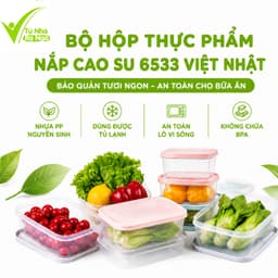 Bộ Hộp Thực Phẩm Chữ Nhật Để Đồ Ăn Tủ Lạnh Hokori 6533 GD292 - Bộ Hộp Nhựa Đựng Thực Phẩm Nắp Cao Su 1