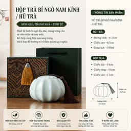 Hộp đựng trà gốm sứ cao cấp hộp quà tặng biếu Tết sang trọng kèm túi hình quả bí ngô 2