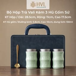 Hộp đựng trà gốm sứ cao cấp hộp quà tặng biếu Tết sang trọng kèm túi hình quả bí ngô 3