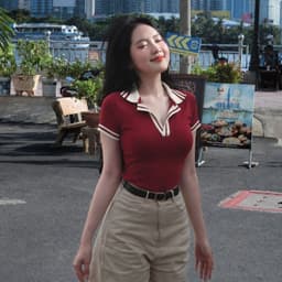 [Có Bigsize 45-85kg] Áo Thun Nữ Cổ Trụ Tay Ngắn Viền Sọc LIMO Áo Polo Ôm Body Dễ Phối Đồ MS371 4