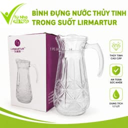 Bình Đựng Nước Thủy Tinh Cao Cấp 1000ml GD306 - Bình Thủy Tinh Trong Suốt Đựng Nước, Trà Tiện Lợi 1