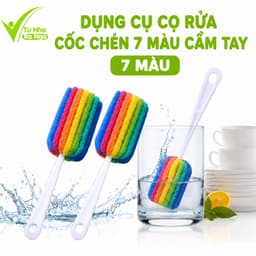 Set 2 Cây Cọ Rửa Cốc Chén Bọt Biển Cầm Tay GD311 - Dụng Cụ Cọ Rửa Ly Cốc, Bình Sữa 7 Sắc Cầu Vồng 2