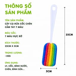 Set 2 Cây Cọ Rửa Cốc Chén Bọt Biển Cầm Tay GD311 - Dụng Cụ Cọ Rửa Ly Cốc, Bình Sữa 7 Sắc Cầu Vồng 6